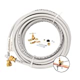 PEX Ice Maker Installation Kit – 25 Feet of Tubing For Appliance Water Lines With Self Piercing Saddle Valve For Quick Installation, 1/4” Compression Fittings, Flexible Hose For Potable Drinking Water