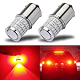 iBrightstar Newest 9-30V Super Bright Low Power 1156 1141 1003 BA15S LED Bulbs with Projector replacement for Tail Brake Lights, Brilliant Red