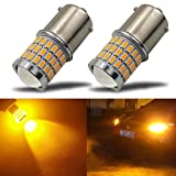 iBrightstar Newest 9-30V Super Bright Low Power 7507 PY21W BAU15S 2641A LED Bulbs with Projector Replacement for Turn Signal Lights, Amber Yellow