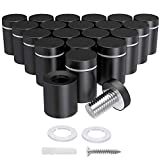 LuckIn 20-Pack 1 x 1 Inch Stainless Steel Standoff Screws, Mounting Glass Hardware Sign, Stand Off Nail for Hanging Acrylic Picture Frame, Black