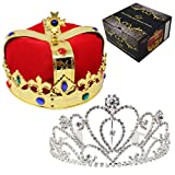 JOYIN Royal Jewleled 2 Pack King's and Queen's Royal Crowns - King Queen Halloween Costume Prom Accessories