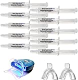 Very Strong 44% Carbamide Peroxide 10 Syringes of Teeth Whitening Gel - 1 LED Accelerator Light - 2 Trays - Shade Guide -Instructions Sheet - May cause sensitivity and gum irritation