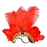 Famvos Carnival Feather Headpiece Showgirl Headband, Red, One Size