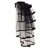 GRACEART Victorian Steampunk Tie-on Bustle Skirt Tutu Belt Lace Underskirt (Black Hem)