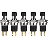 DIYhz 5Pcs Self-locking SPST Latching Type Dash ON/OFF Push Button Switch AC 250V/3A Black