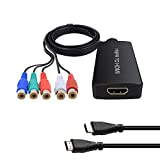 Dingsun Component to HDMI Converter Female YPbPr to HDMI Converter Support 720P/ 1080P for HD TV, DVD Player, Blu-ray Player, Wii, PS2/PS3, Xbox 360, Original Xbox and More (with HDMI Cable)