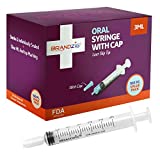 3ml Syringe with Cap (100 Pack) | Oral Dispenser Without Needle, Luer Slip Tip | Individually Wrapped Medicine Dropper for Infants & Pets