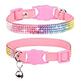 WDPAWS Cat Collar Breakaway Bling Diamond Rhinestone with Bell Adjustable for Cats and Kitten Girl boy (Pink)