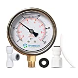 Liquid Oil Filled Water Pressure Gauge Kit 2.5" Dial 1-100 PSI Reverse Osmosis RODI Filter Gauge Kit Bottom Mount Screw Thread - Quick connect Fitting All Purpose Water Pressure Gauge for Home or Pool