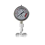 PureSec Water Pressure Gauge Oil Filled Stainless-Steel 2-1/2" Dial Size Dual-Scale with 1/4" Lower Mount for RO System(0-1kg(MPa)/0-150psi)