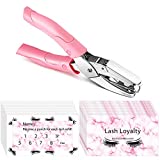 160 Pieces Lash Care Card Eyelash Extension Aftercare Instructions Business Cards Lash Extension Loyalty Punch Cards with Metal Handheld Hole Paper Puncher for Eyelash Extensions