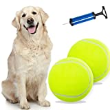 ADCSUITZ Dog Toy Balls - 9.5" Large Dog Tennis Ball Puzzle Toys Interactive Play/Training Outdoor/Indoor, Oversize Rubber Inflatable Dog Balls Fun for Small, Medium, Large Dogs