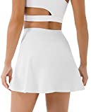 PERSIT Womens Tennis Golf Skirts Athletic Pleated High Waisted Skorts with Pockets for Workout Sports Running - White - M