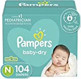 Pampers Baby Dry Diapers Size 0/Newborn 104 Count