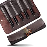 welltop 10 pcs Wood Chisels Knife Set Tungsten Steel Stone Wood Carving Tool Kit Bonus a Extra Portable Compact Leather Roll Storage Bag, Perfect Engraving Knife Kit for Professionals & Beginners