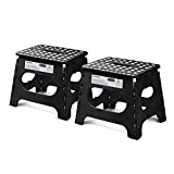 Acko 11 inch Folding Step Stool Lightweight Plastic Step Stool - 2 Pack - Foldable Step Stool for Adults,Non Slip Folding Stools for Kitchen Bathroom Bedroom (Black, 2 Pack)
