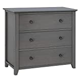 VASAGLE 3-Drawer Dresser, Chest of Drawers, Bedside Table with Solid Wood Legs, for Bedroom, Living Room, Office, Entryway, Gray URCD33GY