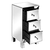 Bonnlo 3-Drawer Mirrored Nightstand End Tables Bedside Table for Bedroom, Living Room, Silver, 11.7" L x 11.8" W x 23.9" H