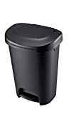 Rubbermaid Classic 13 Gallon Step-On Trash Can with Lid, Black Waste Bin for Kitchen