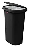 Rubbermaid Spring-Top Lid Trash Can for Home, Kitchen, and Bathroom Garbage, 13 Gallon, Black