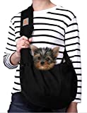 TOMKAS Dog Sling Carrier with Adjustable Strap & Zipper Pocket Puppy Sling Carrier Dog carring Carrier for Small Dogs Dog Holder for Chest Yorkie Carrier (Black)