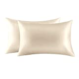 Jocoku 100% Mulberry Silk Pillowcases Set of 2 for Hair and Skin and Super Soft and Breathable Standard Size Nature Silk Pillowcases (Standard, Buff Beige)