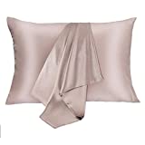 JOGJUE Silk Pillowcase for Hair and Skin 2 Pack 100% Mulberry Silk Bed Pillowcase Hypoallergenic Soft Breathable Both Sides Silk Pillow Case with Hidden Zipper, Pillow Cases (Standard, ApricotGray)