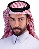 HOMELEX Arab Keffiyeh Shemagh Arabic Muslim Head Turban for Men with Aqel Rope (Red&White)