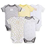 Burt's Bees Baby baby boys Bodysuits, 5-pack Short & Long Sleeve One-pieces, 100% Organic Cotton Bodysuit, Sunshine Prints, 3-6 Months US