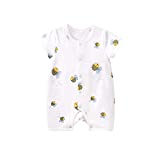 pureborn Baby Boys Girls Short Sleeve Cute Romper Summer One-Piece Outfits Cartoon Bees 3-6M