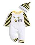 Newborn Baby Boy Clothes Bee Stripe Romper Bodysuit Jumpsuit with Hat 3pcs Baby Boy Fall Winter Outfits