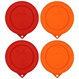 Sophico 1 Cup Round Silicone Storage Cover Lids Replacement for Anchor Hocking and Pyrex 7202-PC Glass Bowls (Container not Included) (Orange - Red)