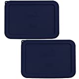 Sophico 6 Cup Rectangle Silicone Storage Cover Lids Replacement for Pyrex 7211-PC Glass Bowls, Container not Included (Navy Blue)