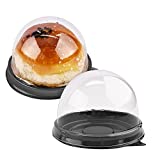 50 Pack Mini Cake Containers Clear Plastic Cupcake Box with Dome Lids for Chocolate Covered Cookies, Muffin, Mooncake and Other Mini Desserts (Black Base)