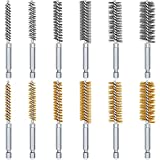 Bore Brush Bronze Bore Brush Bore Cleaning Brush Set Wire Bore Brush Set Stainless Steel Cleaning Brush for Power Drill Impact Driver (12, Multi Sizes)