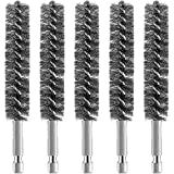 Stainless Steel Bore Brush Stainless Steel Bristles Wire Brush for Power Drill Cleaning Wire Brush Stainless Steel Brush with Hex Shank Handle (5 Pieces,1.5 cm)