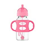 Dr. Brown's Wide-Neck Sippy Straw Bottle with Handles, Pink