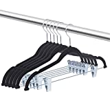 OIKA Velvet Skirt Hangers with Clips 20 Pack Velvet Pants Hangers , Heavy Duty, Non-Slip, Space-Saving, for Trouser , Skirts, Coat, Dresses, Tank Tops,360 Degree Swivel Hook (Black)