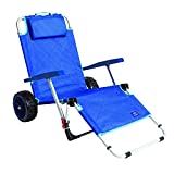Mac Sports Beach Day Foldable Chaise Lounge Chair with Integrated Wagon Pull Cart Combination and Heavy Wheels - Perfect for Beach, Backyard, Pool or Picnic