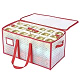 Sattiyrch Plastic Christmas Ornament Storage Box with Dual Zipper Closure - Box Contributes Slots for 128 Holiday Ornaments 4 Inches - Keeps 54 Xmas Holiday Ornaments (4 Inches.54pcs)