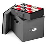 Premium Christmas Ornament Storage Box for Large Ornaments with Trays- 4-inch Compartment - Storage Container Hold 36 Holiday Ornaments and Xmas Decorations Accessories—Tear-Proof 600D Oxford (Gray, Ornament Box With Trays)