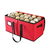 Sattiyrch Large Christmas Ornament Storage Box with Dual Zipper Closure - Box Contributes Slots for 54 Holiday Ornaments 4 Inches