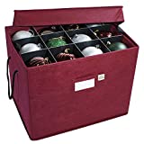 Christmas Ornament Storage Box with Adjustable Acid-Free Dividers, 3 Removable Trays with Handles, 17 Inch x 13 Inch x 13 Inch, Holds 36 - 4 Inch Ornaments