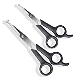 Pets First #1 Pet Grooming Scissors Body & Facial Trimmer Durable Stainless Steel Blades. Rounded Tips Shears for Long Medium Short Thick Wiry Curly Hair. Lightweight Cutter for Dogs & Cats. Set of 2