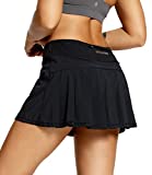 QUEENIEKE Women Golf Skorts Pleated Tennis Skirts with Pockets Shorts Running Skirt S Color ABlack