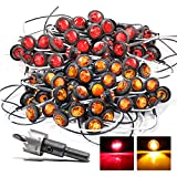 MADCATZ Pack of 200 3/4 Inch Mini Round 100 Amber 100 Red 3 LED Side Marker Indicator Lights Clearance Stop Signal Sealed Bulbs with Hole Saw Steel 19mm Trailer Truck Lorry Car Bus Shockproof 12V DC