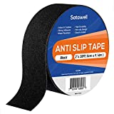 Satawell Anti Slip Tape (2 Inch x 30 Feet) Heavy Duty Non Slip Safety Grip Tape,Strong Traction Friction Abrasive Adhesive for Stairs Steps Outdoor Waterproof Non Skid Treads - Black