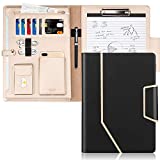 Toplive Padfolio Portfolio Case, Conference Folder Executive Business Padfolio with Document Sleeve,Letter/A4 Size Clipboard,Business Card Holders, Portfolio Padfolio for Women/Men,Black