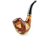 Fashion"American Eagle" Tobacco Smoking Pipe Carved Pear Root Wood and Pouch (Wood#2)