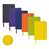 6 Packs Hardcover Notebooks, HOSTK Journal Notebook Colors Classic Lined Notebook Hardback A6 PU Leather Pocket Diary Thick Beige Paper with 480 Pages for School Office Outdoor Recording (6 Colors)